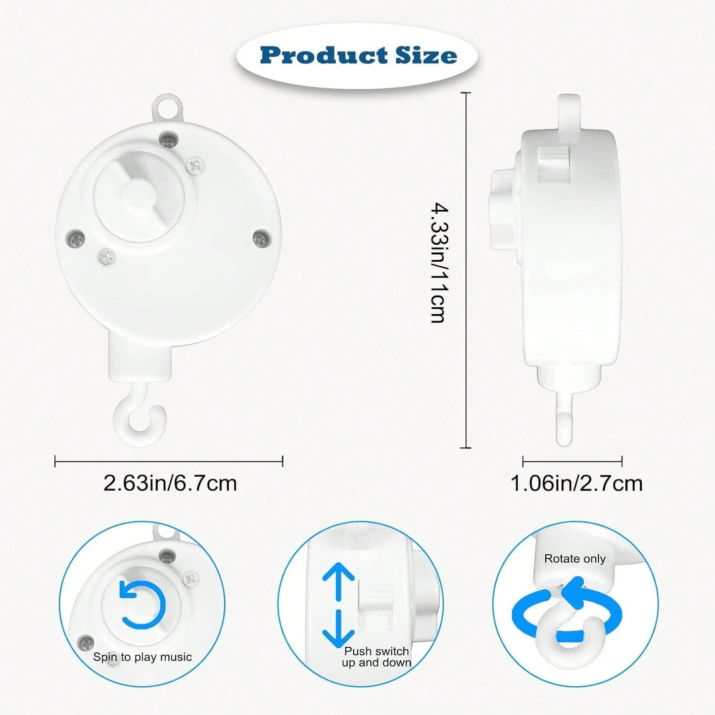 Oaoleer 1pc Baby Musical Crib Mobile Bed Bell Holder Infant Bed Decoration Toys Rotating Music Box Nut Screw Arm Bracket