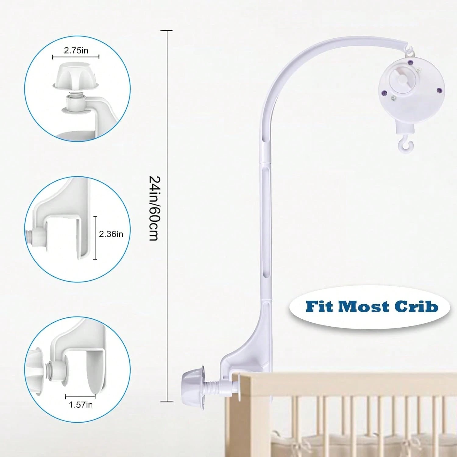 Oaoleer 1pc Baby Musical Crib Mobile Bed Bell Holder Infant Bed Decoration Toys Rotating Music Box Nut Screw Arm Bracket