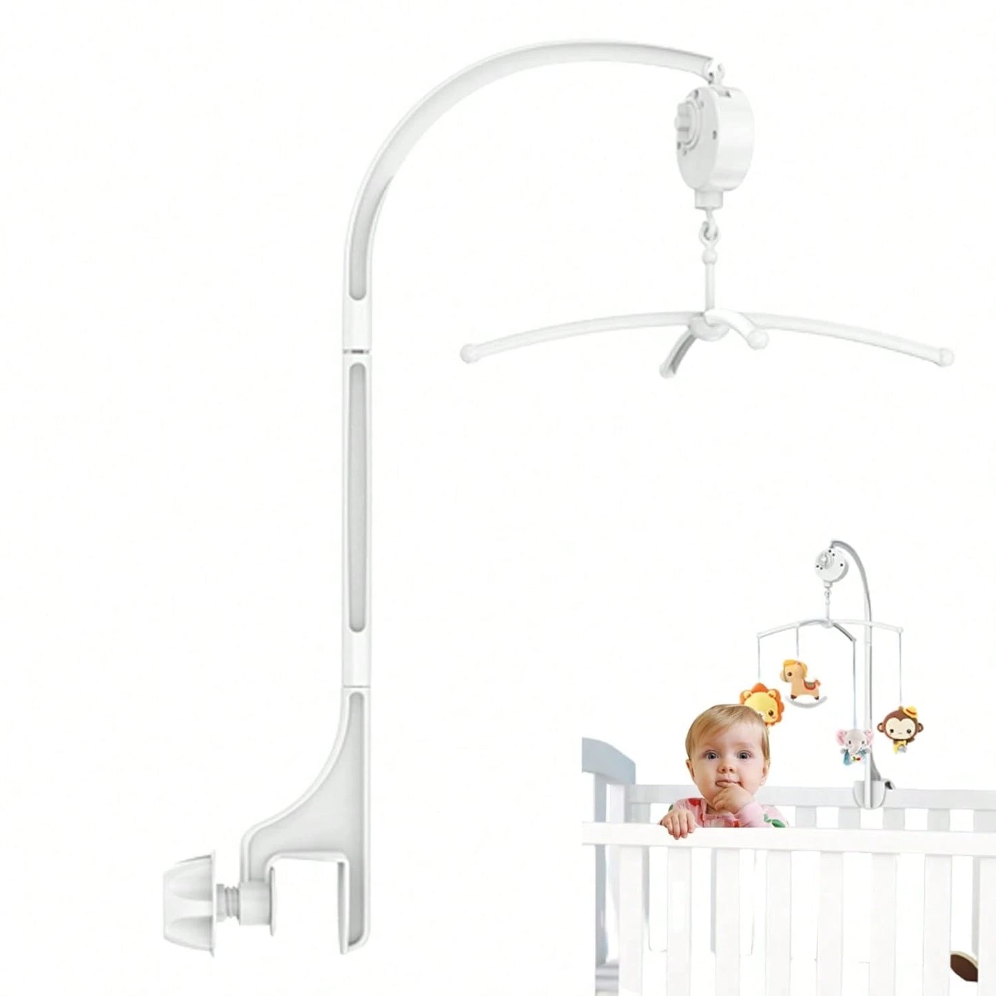 Oaoleer 1pc Baby Musical Crib Mobile Bed Bell Holder Infant Bed Decoration Toys Rotating Music Box Nut Screw Arm Bracket