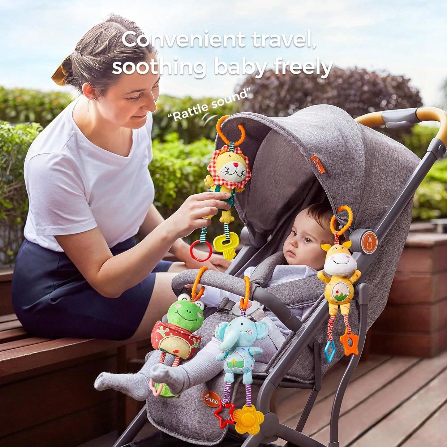 Oaoleer 4PCS Baby Toys Handbells Baby Rattles, Soft Plush Early Development Stroller Car Toys For Infant, Newborn Birthday Gifts For 0, 3, 6, 9, 12 Months