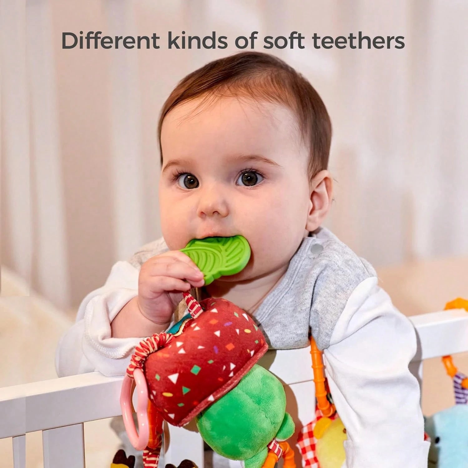 Oaoleer 4PCS Baby Toys Handbells Baby Rattles, Soft Plush Early Development Stroller Car Toys For Infant, Newborn Birthday Gifts For 0, 3, 6, 9, 12 Months