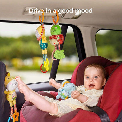 Oaoleer 4PCS Baby Toys Handbells Baby Rattles, Soft Plush Early Development Stroller Car Toys For Infant, Newborn Birthday Gifts For 0, 3, 6, 9, 12 Months