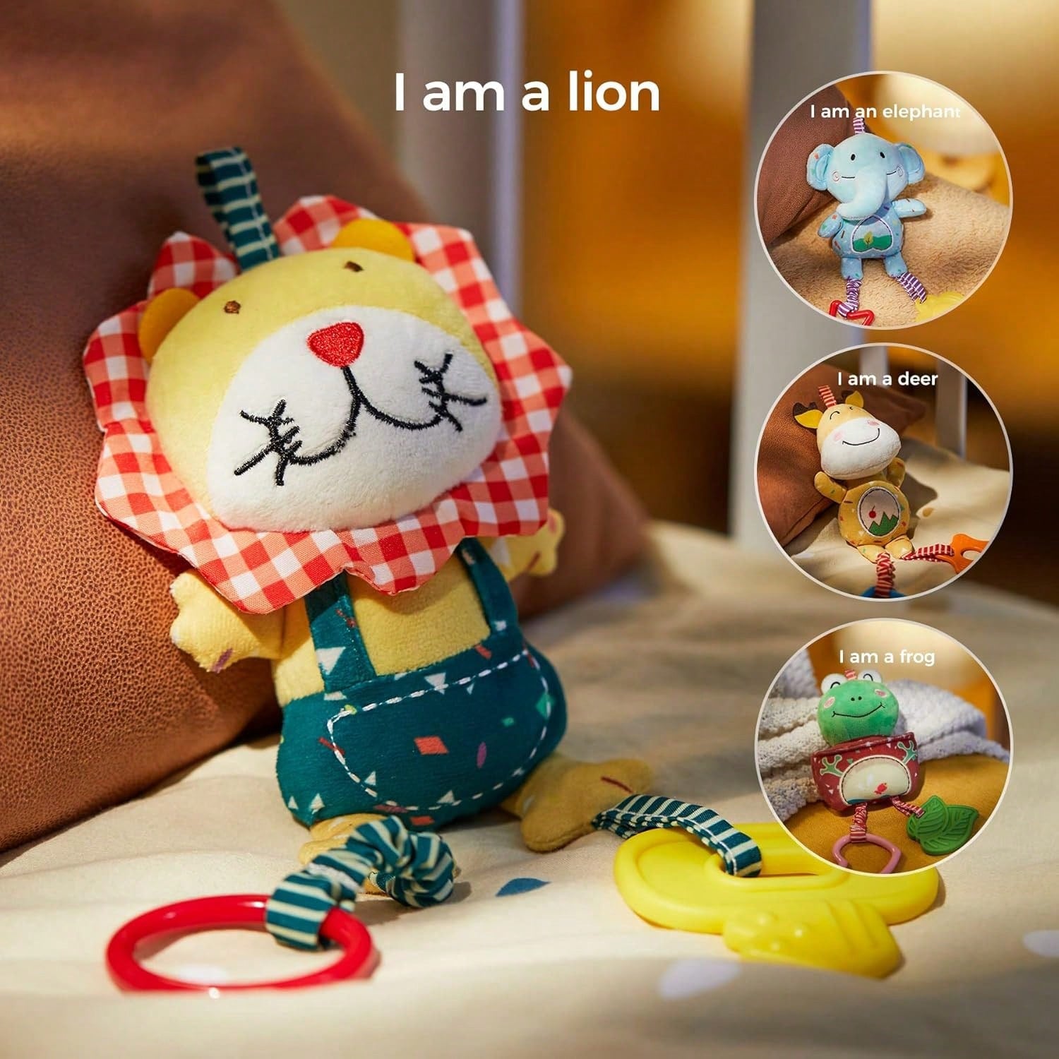 Oaoleer 4PCS Baby Toys Handbells Baby Rattles, Soft Plush Early Development Stroller Car Toys For Infant, Newborn Birthday Gifts For 0, 3, 6, 9, 12 Months