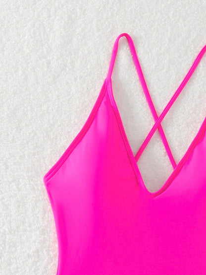 Oceva 2025 Women Solid Color Criss-Cross Back One-Piece Swimsuit