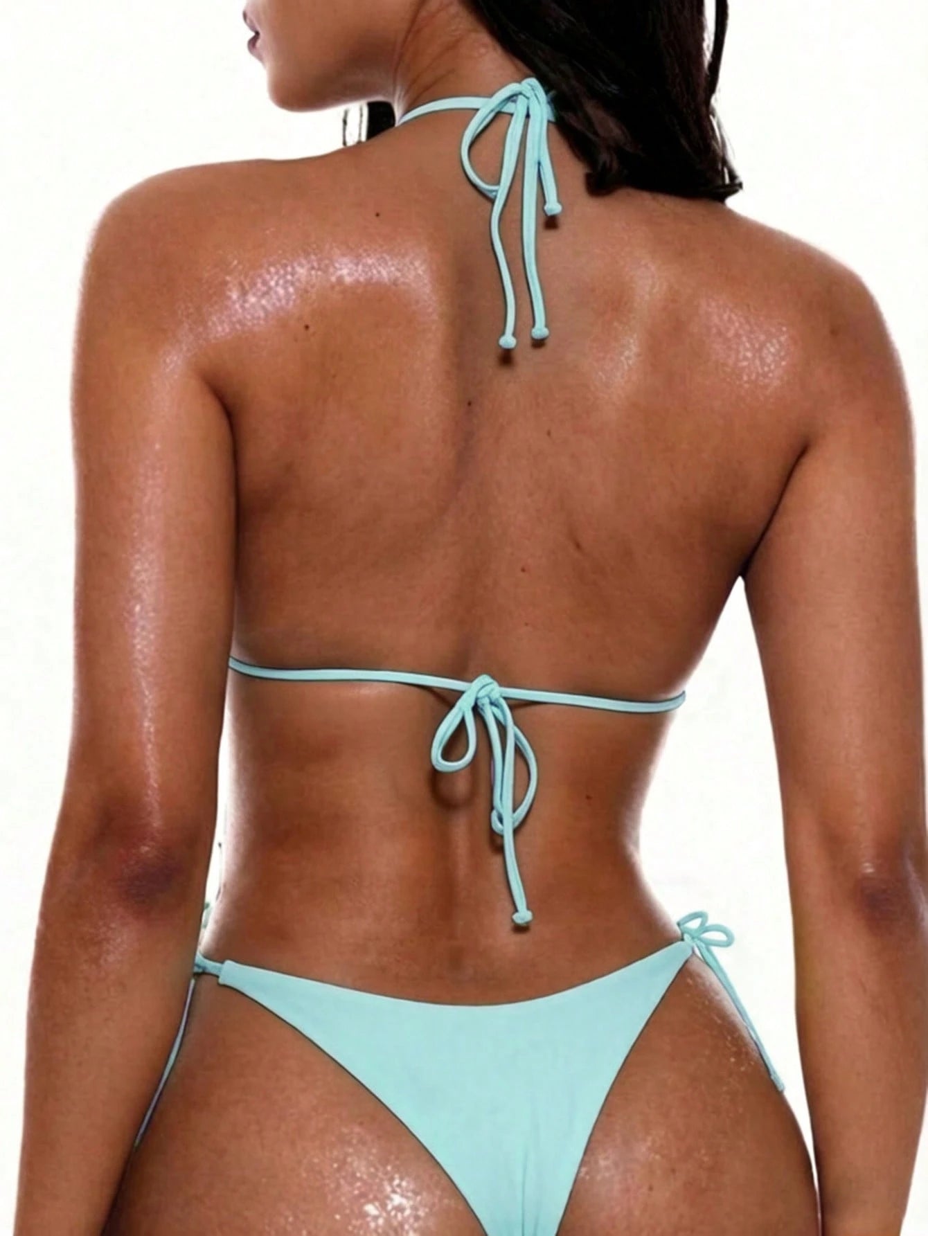 Oceva Solid Color Sexy Tie-Up Bikini Two-Piece Swimsuit Set Beachwear For Women