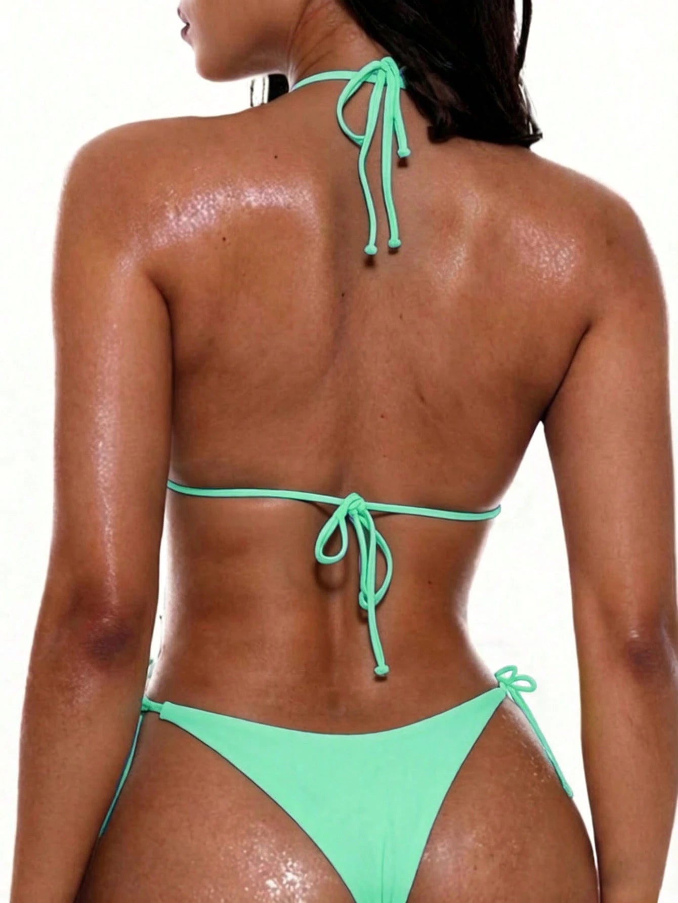 Oceva Solid Color Sexy Tie-Up Bikini Two-Piece Swimsuit Set Beachwear For Women