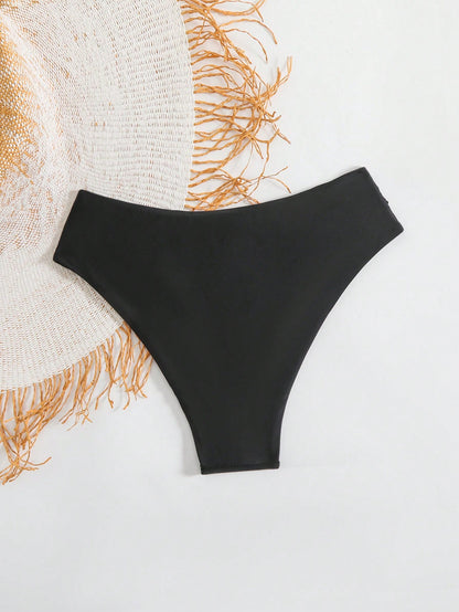 Oceva Women's Solid Color Ruched V-Shaped Bikini Bottom