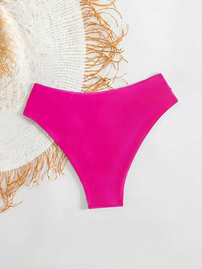Oceva Women's Solid Color Ruched V-Shaped Bikini Bottom