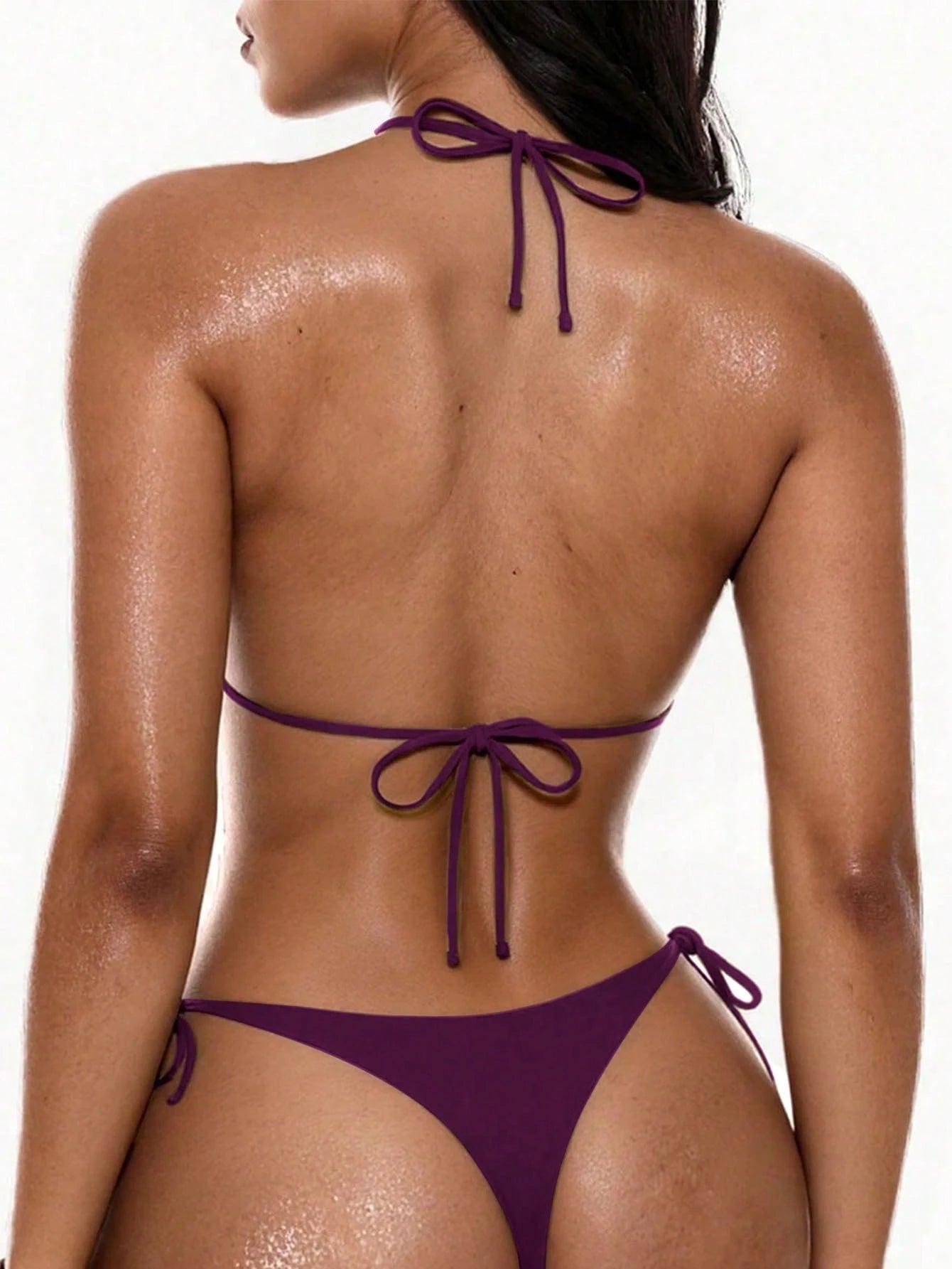 Oceva Women's Swimwear Set, Gold Foil Polka Dot Brown Sexy Bombshell Casual Bikini Beach Vacation