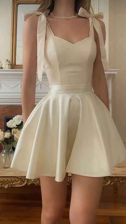 Off White A-Line Homecoming Dress, Mini Party Dress,AST1790