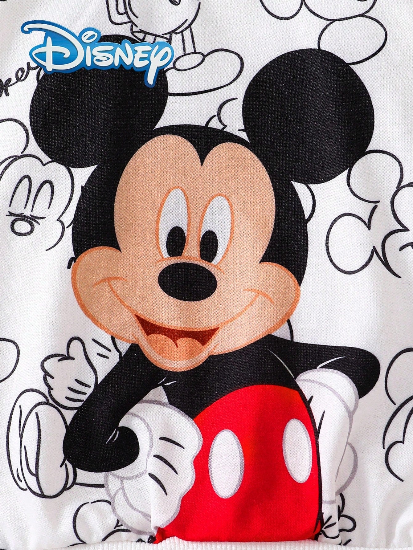 [Official Disney Licensed]Disney Mickey Mouse 2Pcs Baby Boy Spring/Autumn Long Pants Set, Newborn Cartoon "Mickey Mouse" Fun Print Sweatshirt + Matching Print Jogger Pants, Boys Daily Versatile Outdoo