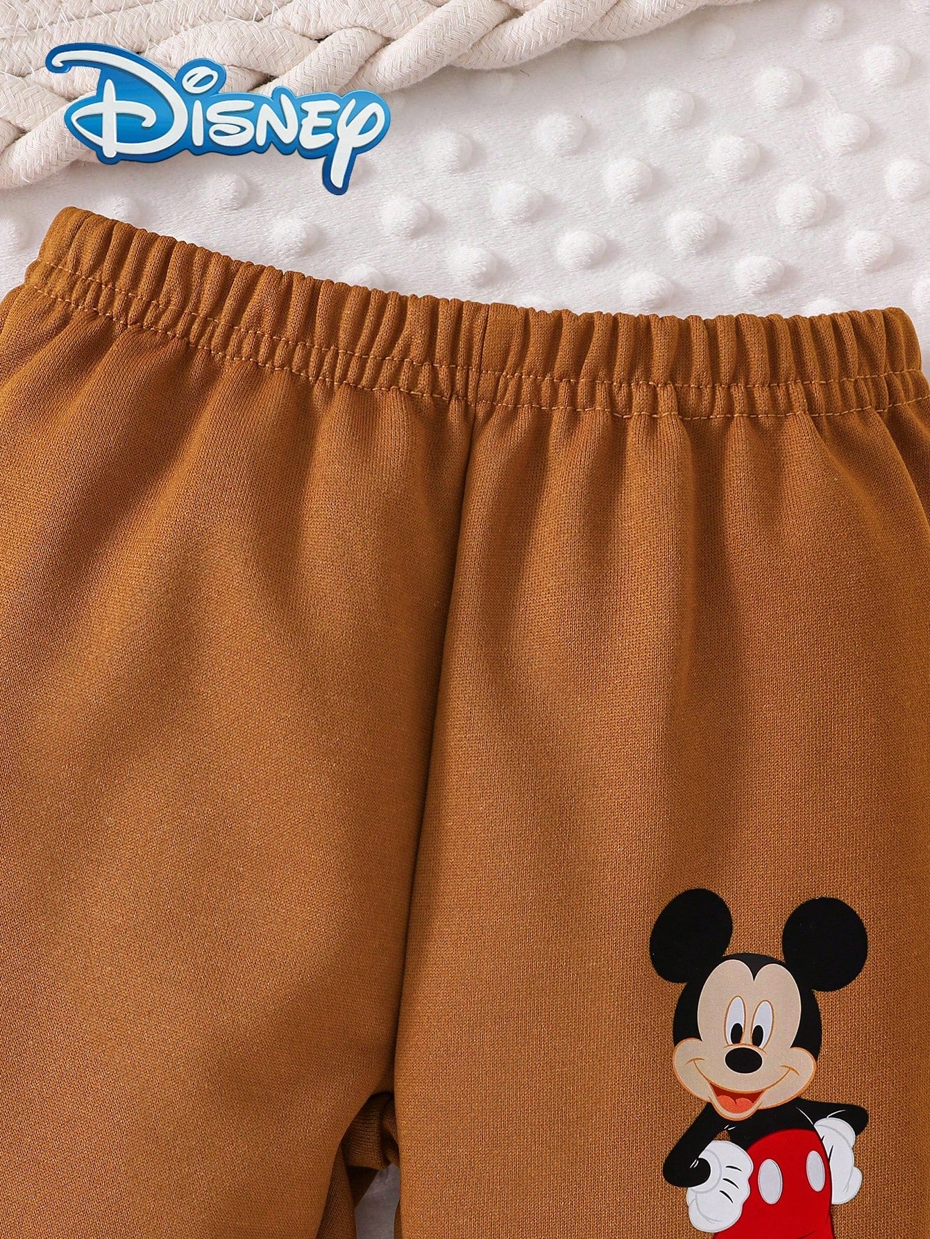 [Official Disney Licensed]Disney Mickey Mouse 2Pcs Baby Boy Spring/Autumn Long Pants Set, Newborn Cartoon "Mickey Mouse" Fun Print Sweatshirt + Matching Print Jogger Pants, Boys Daily Versatile Outdoo