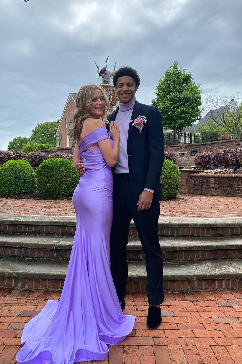 One Shoulder Purple Ruched Fitted Long Party Dress