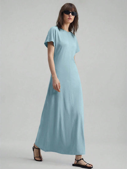 Ontre 2026 Spring/Summer New Women's Black Waistline Urban Minimalist Dress, Elegant Batwing Sleeve Dress, Teacher's Dress, Elegant Formal Dress