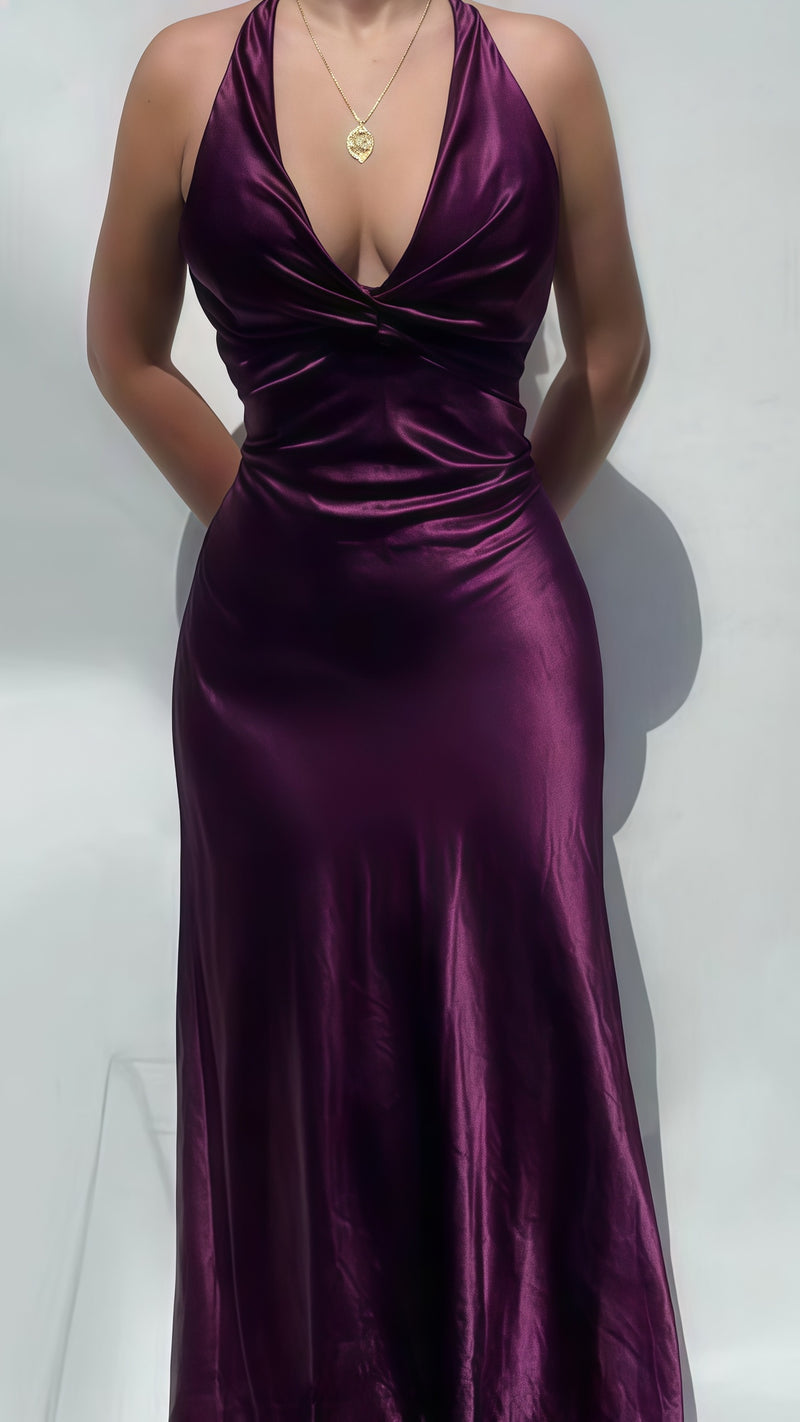 Open Back Mermaid Party Dress, Silk Satin Gala Prom Dress,AST1676