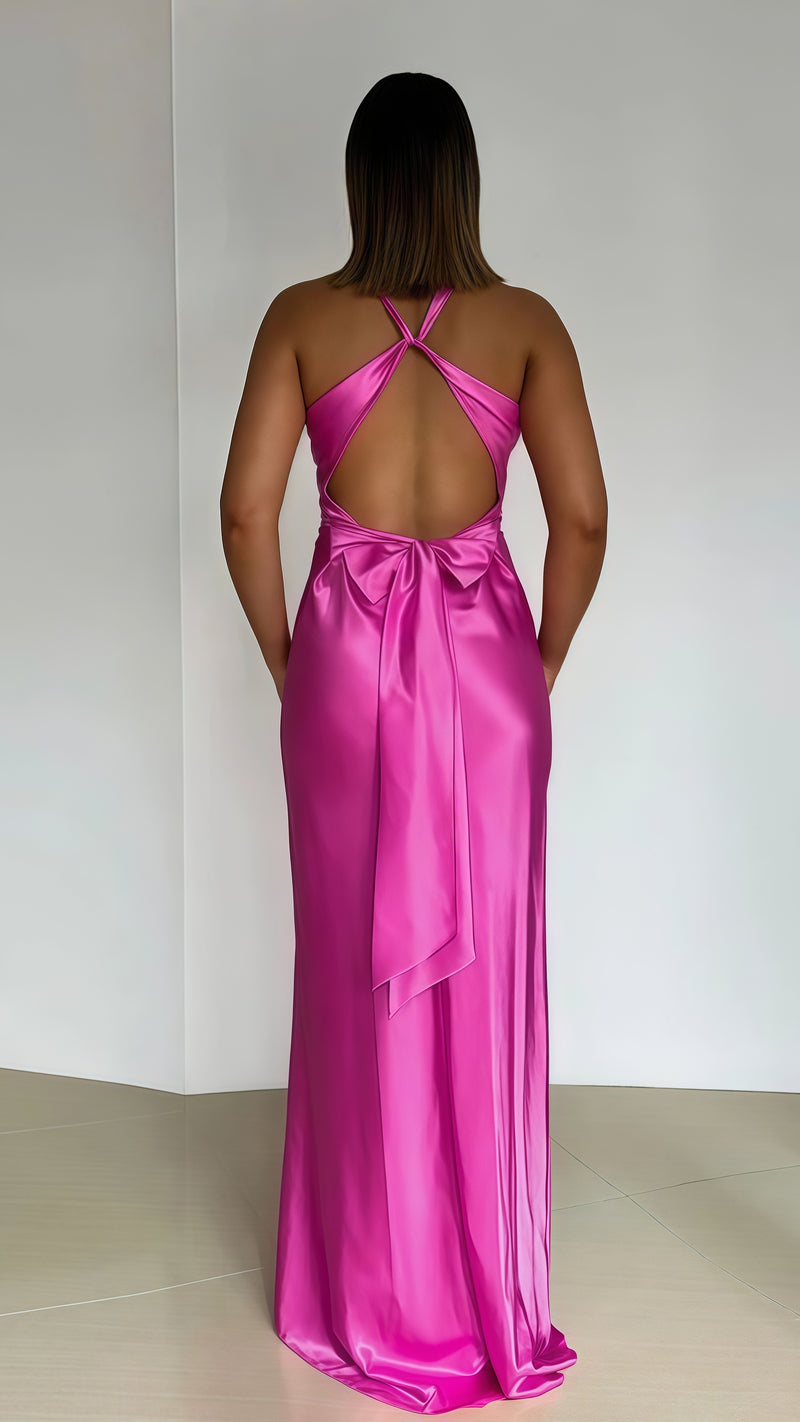Open Back Mermaid Party Dress, Silk Satin Gala Prom Dress,AST1676