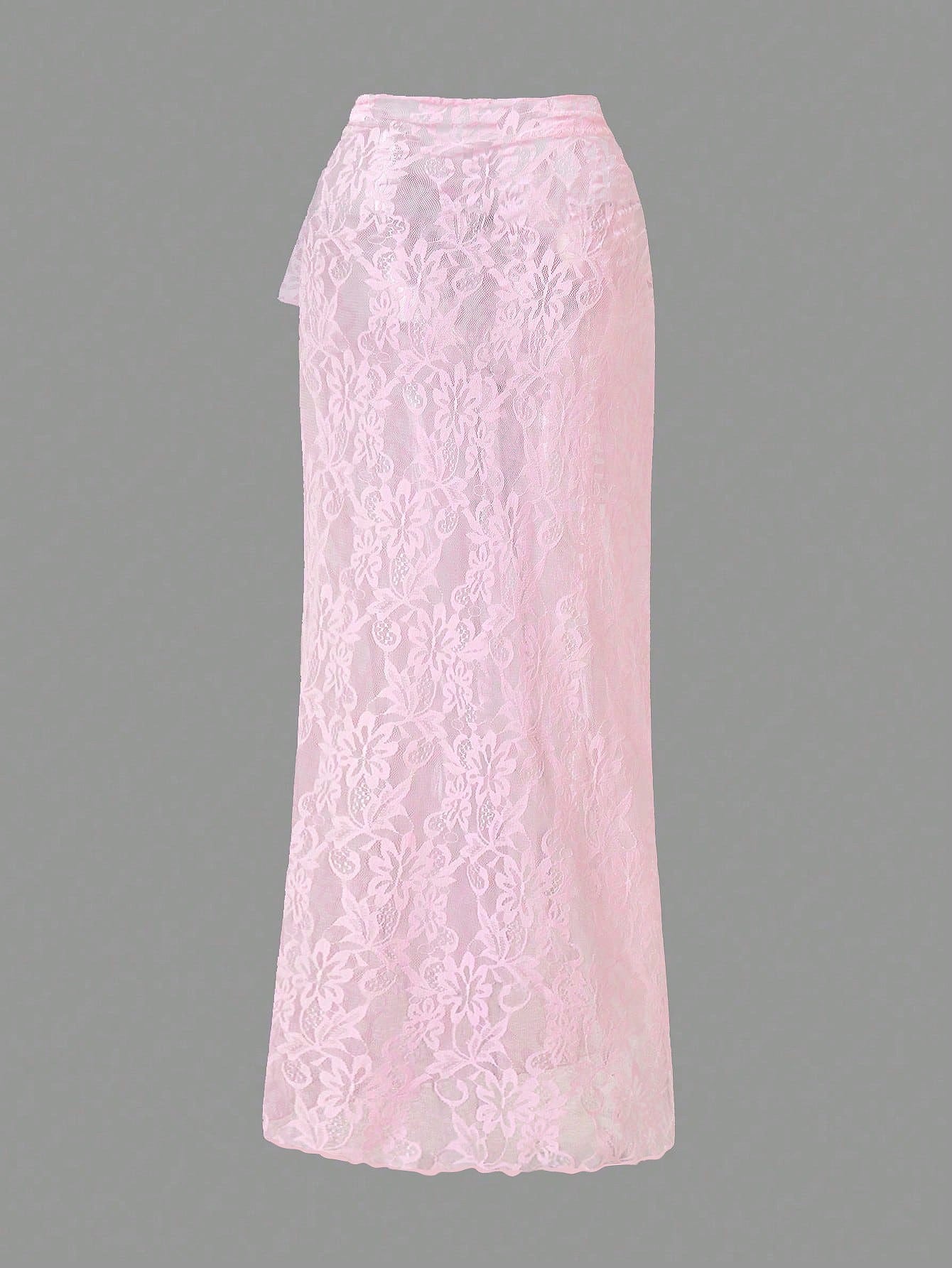 Opulessa Pink Summer Tropical Women Lace Swimsuit Cover Up Skirt,Solid Color Knitted Elegant Holiday Vacation Beach,Suitable For Party,Club,Wedding Guest,Date