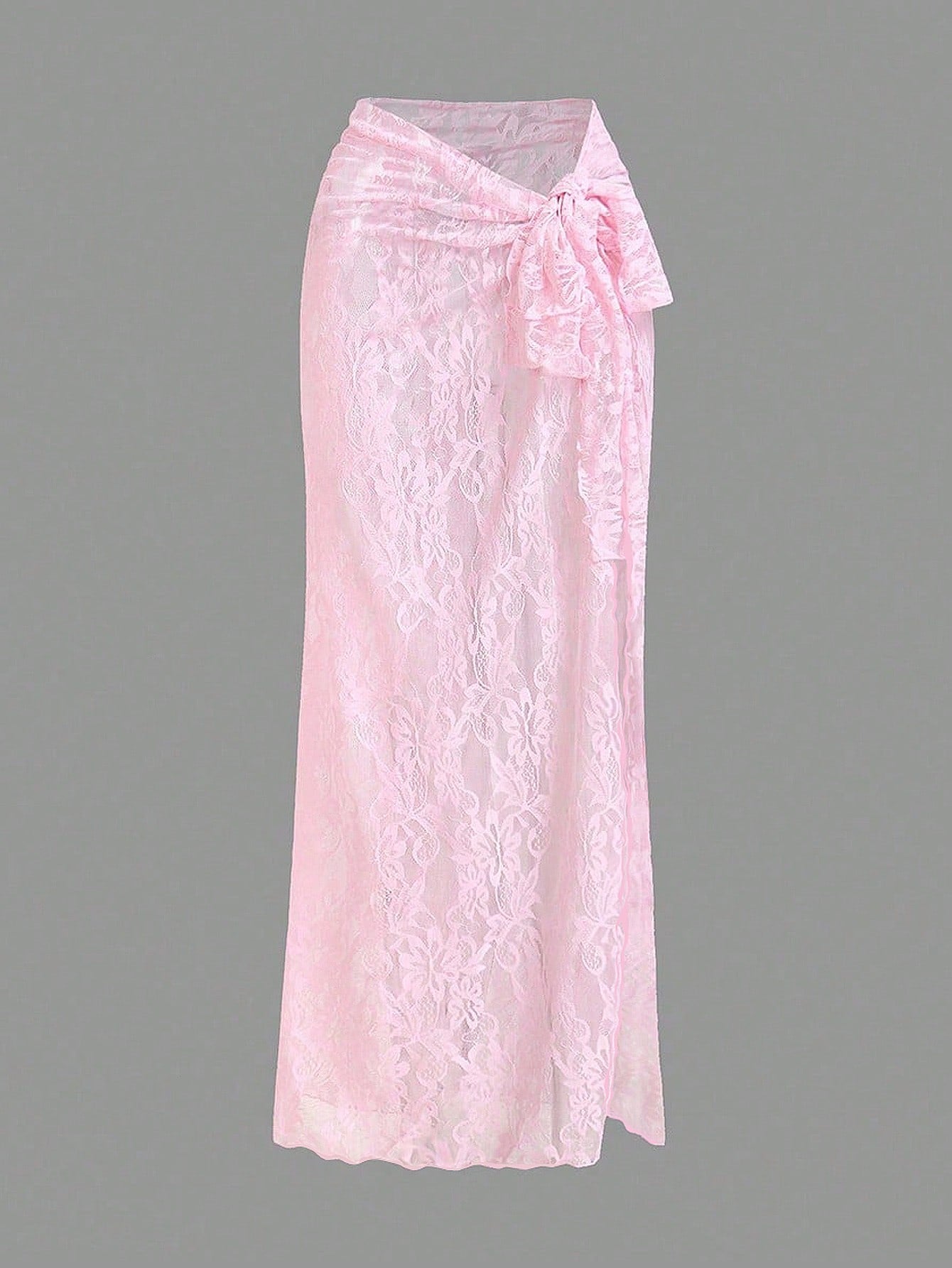 Opulessa Pink Summer Tropical Women Lace Swimsuit Cover Up Skirt,Solid Color Knitted Elegant Holiday Vacation Beach,Suitable For Party,Club,Wedding Guest,Date