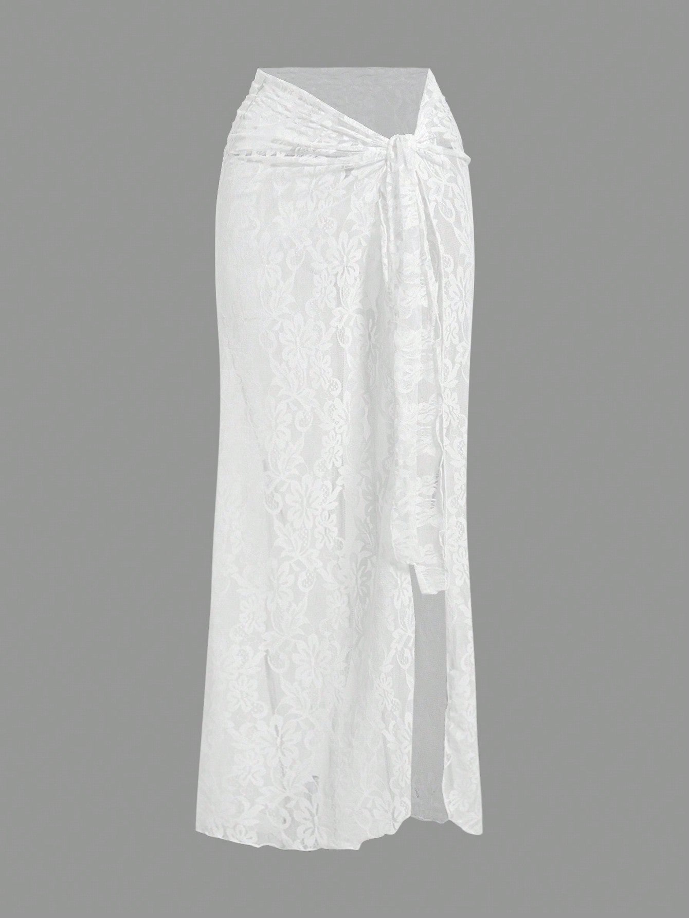 Opulessa Women White Knit Knotted Waist Skirt For Summer Beach Vacation,Elegant Sarong,Holiday,Casual Mermaid Bohemian Ibiza Outfits,Western Style