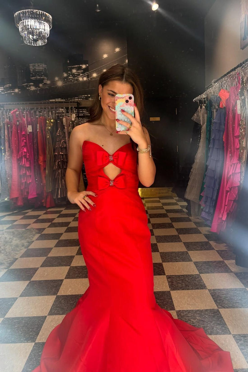 Orange Mermaid Keyhole Long Prom Dress with Bows