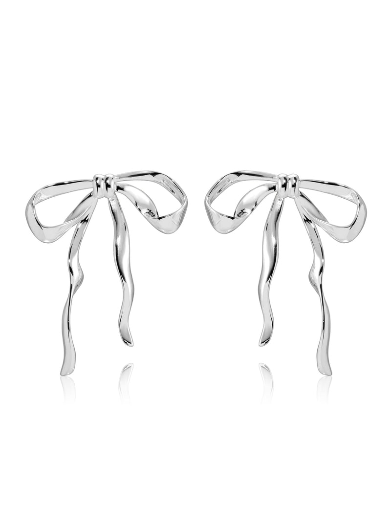 Organic Bow Earrings - Silver Plated - SHOPJAUS - JAUS