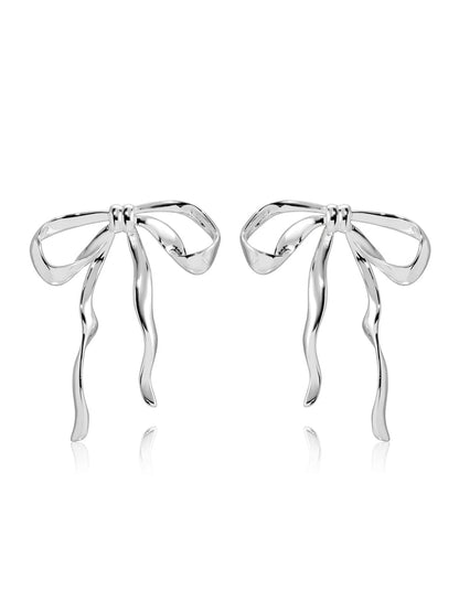 Organic Bow Earrings - Silver Plated - SHOPJAUS - JAUS