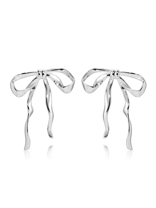 Organic Bow Earrings - Silver Plated - SHOPJAUS - JAUS