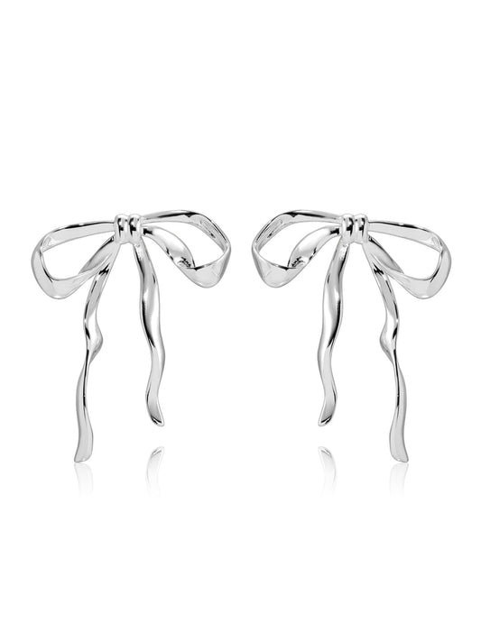 Organic Bow Earrings - Silver Plated - SHOPJAUS - JAUS