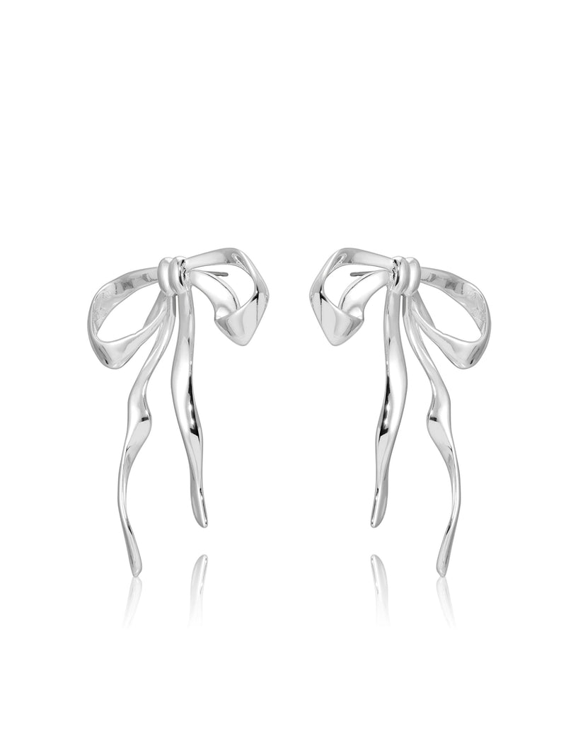 Organic Bow Earrings - Silver Plated - SHOPJAUS - JAUS