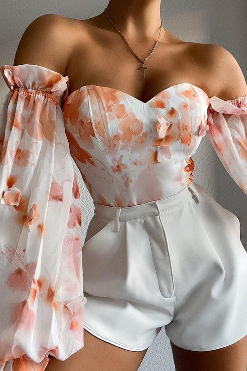Oriana Bodysuit - Peach Floral - JAUS