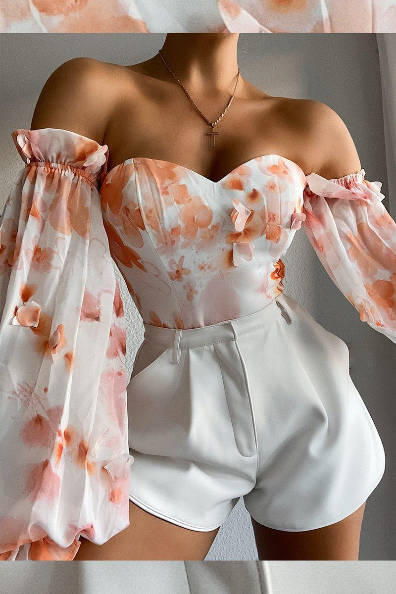 Oriana Bodysuit - Peach Floral - JAUS
