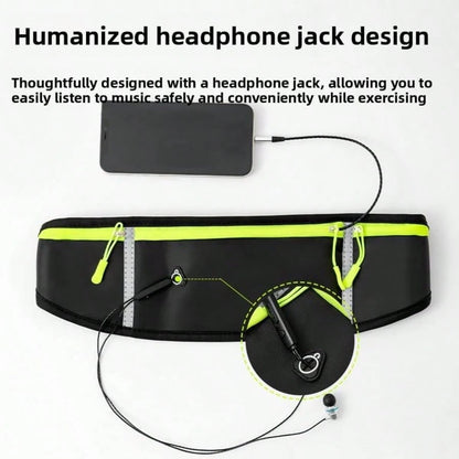 Outdoor Sports Waist Pack/ Cycling Waist Pack- Men's & Women's Running Belt- Black, Reflective, Water-Resistant, 3 Pockets- Suitable For Running, Fitness, Hiking, And Cycling