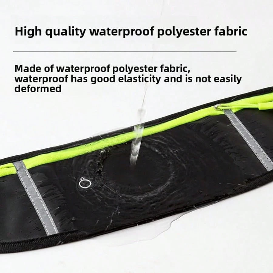 Outdoor Sports Waist Pack/ Cycling Waist Pack- Men's & Women's Running Belt- Black, Reflective, Water-Resistant, 3 Pockets- Suitable For Running, Fitness, Hiking, And Cycling