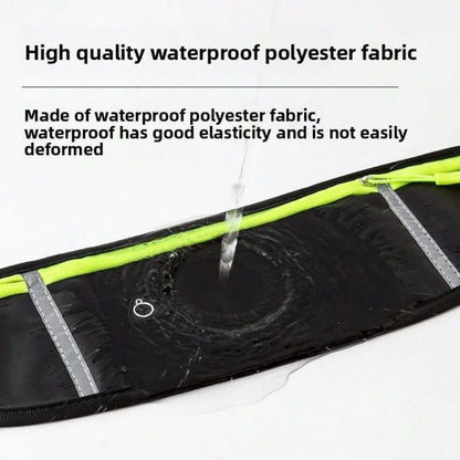 Outdoor Sports Waist Pack/ Cycling Waist Pack- Men's & Women's Running Belt- Black, Reflective, Water-Resistant, 3 Pockets- Suitable For Running, Fitness, Hiking, And Cycling