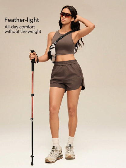 OutZeal Women Outdoor Shorts Gym Workout Elastic Waist Mesh Panel Running Shorts Summer