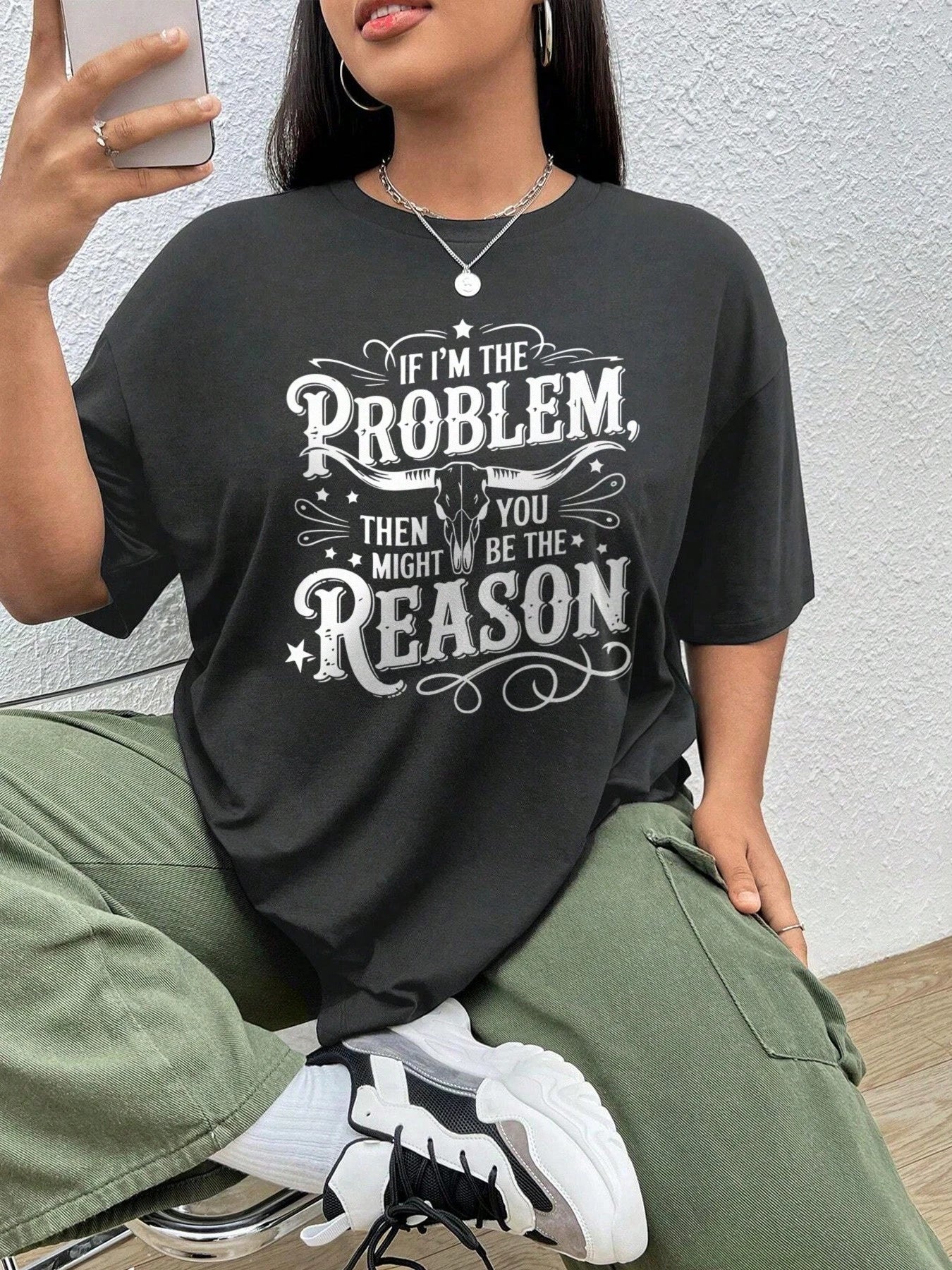 Oversized Style For Women, If I'm The Problem Then You Might Be The Reason T-Shirt, Country Music Shirt, Retro Cowgirl Nashville Shirt, Fashion Gift Tee, Oversize Type Shirt For Women, Perfect For Hol