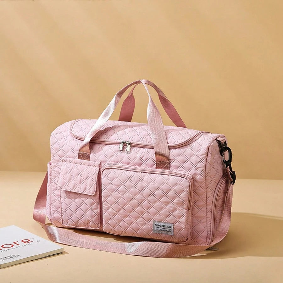 Oxford Cloth Travel Bag Single Shoulder Portable Portable Storage Bag Large Capacity New Diamond Lattice Clothing Storage Bag