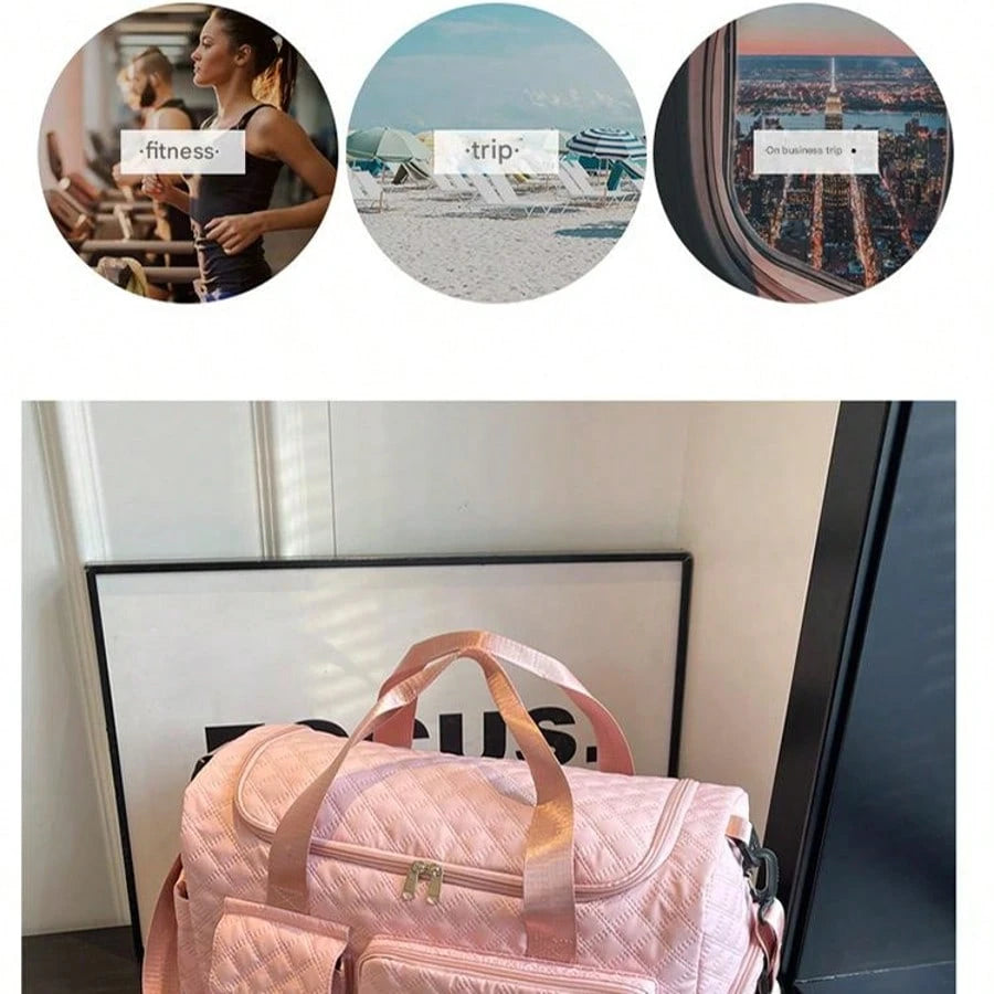 Oxford Cloth Travel Bag Single Shoulder Portable Portable Storage Bag Large Capacity New Diamond Lattice Clothing Storage Bag