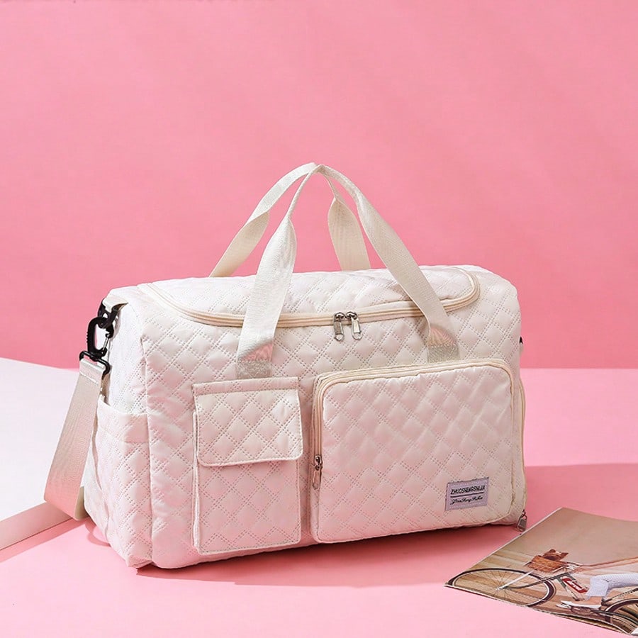 Oxford Cloth Travel Bag Single Shoulder Portable Portable Storage Bag Large Capacity New Diamond Lattice Clothing Storage Bag