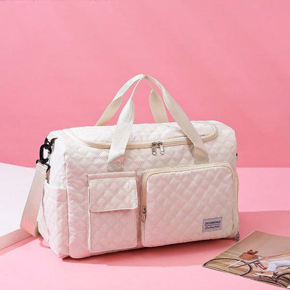 Oxford Cloth Travel Bag Single Shoulder Portable Portable Storage Bag Large Capacity New Diamond Lattice Clothing Storage Bag