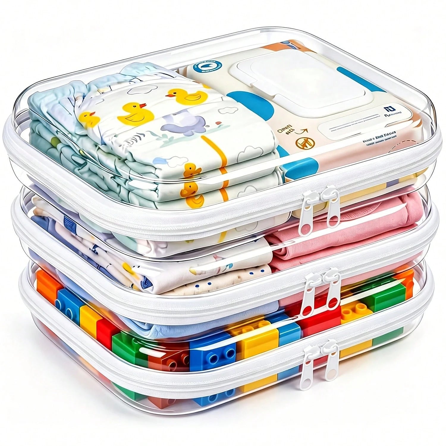 Pack Clear Hard Shell High Quality Plastic Zipper Case Suitable For Travel Essentials, RFID Blocking Suitable For Wipes, Clothes, Makeup & Toiletry Organizer Box With Cover, Storage Pouch For, Gym, Me