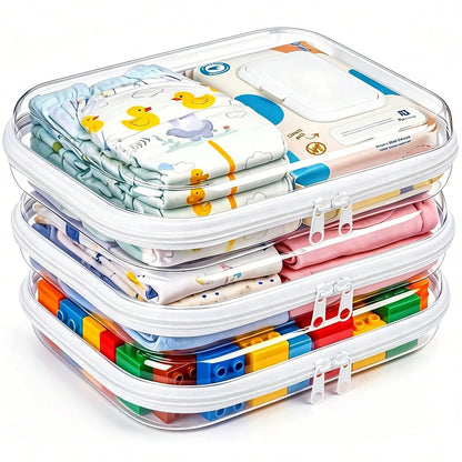 Pack Clear Hard Shell High Quality Plastic Zipper Case Suitable For Travel Essentials, RFID Blocking Suitable For Wipes, Clothes, Makeup & Toiletry Organizer Box With Cover, Storage Pouch For, Gym, Me