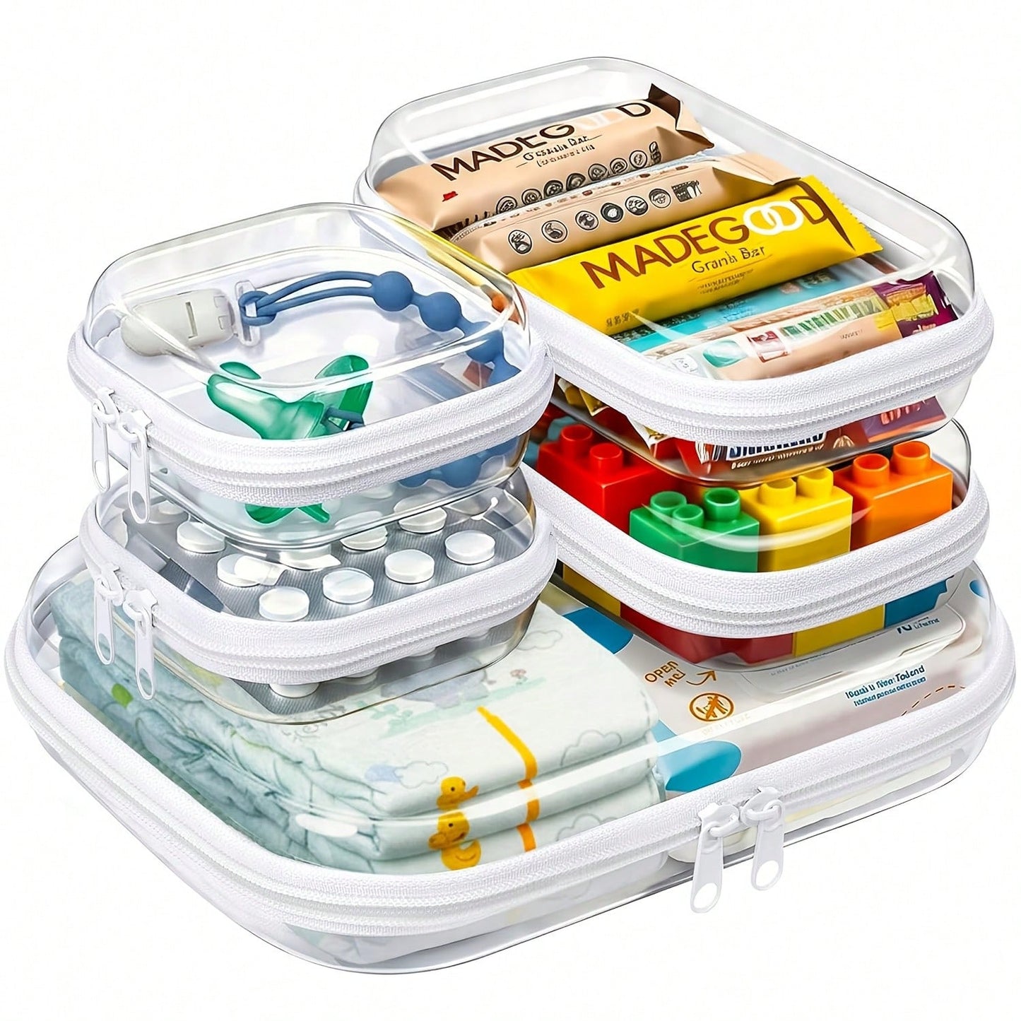 Pack Clear Hard Shell High Quality Plastic Zipper Case Suitable For Travel Essentials, RFID Blocking Suitable For Wipes, Clothes, Makeup & Toiletry Organizer Box With Cover, Storage Pouch For, Gym, Me