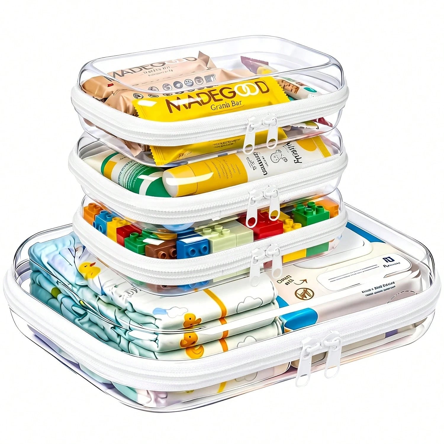 Pack Clear Hard Shell High Quality Plastic Zipper Case Suitable For Travel Essentials, RFID Blocking Suitable For Wipes, Clothes, Makeup & Toiletry Organizer Box With Cover, Storage Pouch For, Gym, Me