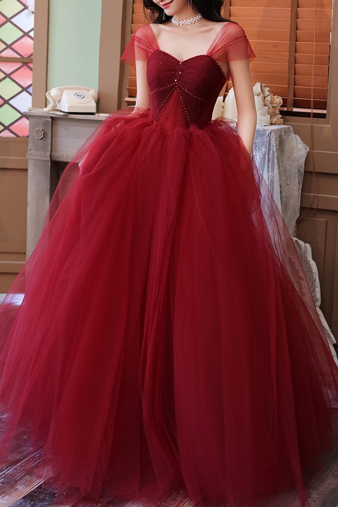 Peach Ball Gown with Off the Shoulder Top