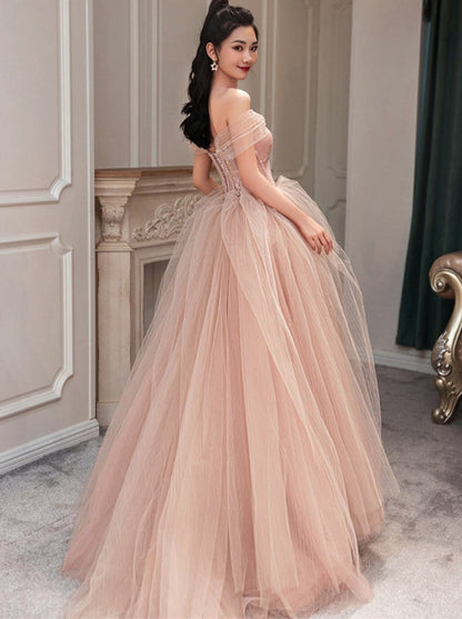 Peach Ball Gown with Off the Shoulder Top