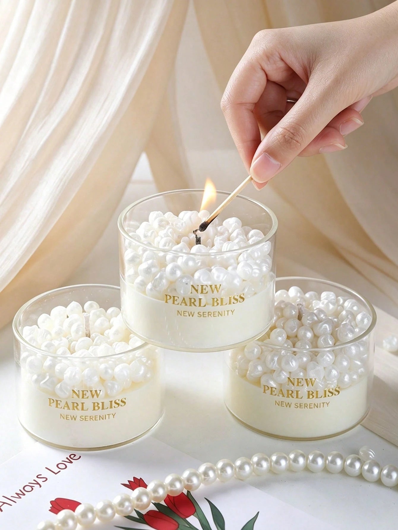 Pearl Granule Cup Wax Glass Jar Smokeless Aromatherapy Candle Wedding Favor Atmosphere Candle