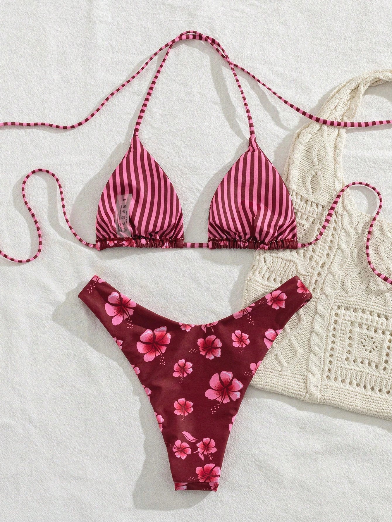PEPPERMOLLY New Soft Printed Halter Tie Bikini Set, Elegant Sexy Women Beach Swimwear, Summer Beach Fashion Swimwear Vacation, Aesthetic