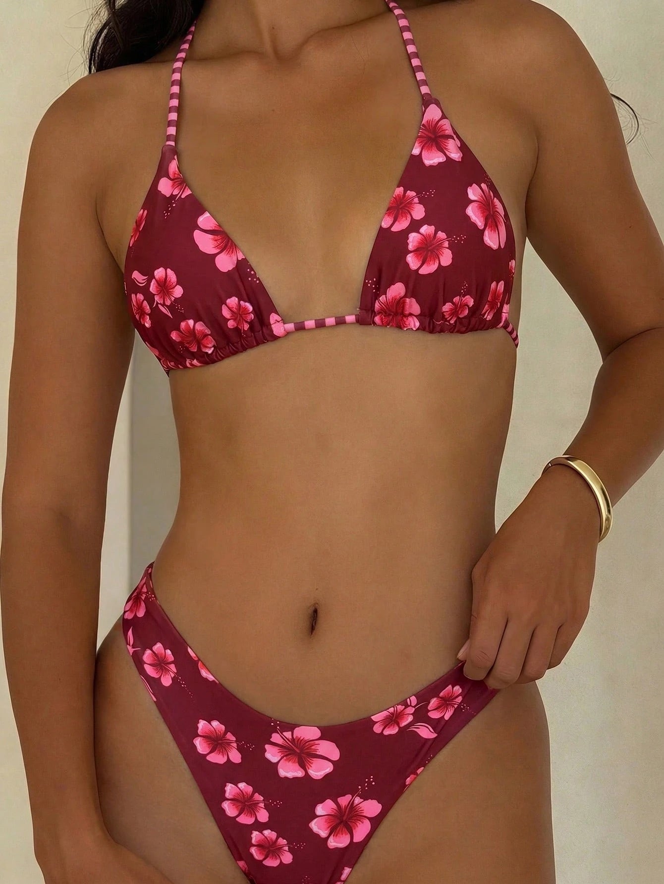 PEPPERMOLLY New Soft Printed Halter Tie Bikini Set, Elegant Sexy Women Beach Swimwear, Summer Beach Fashion Swimwear Vacation, Aesthetic