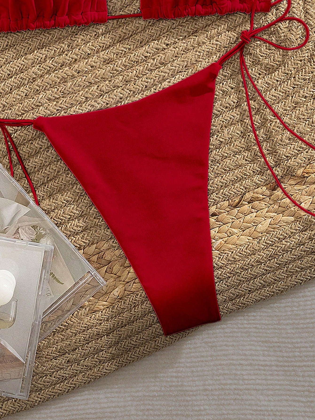 PEPPERMOLLY New Soft Solid Color Spaghetti Strap Criss-Cross Backless Party Bikini Set, Elegant Ladies Summer Beach Fashion Bikini, Black Vacation